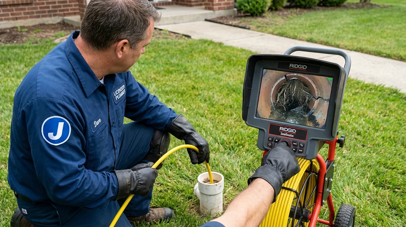 Sewer camera inspection being performed by Johns Plumbing LLC in Merkel