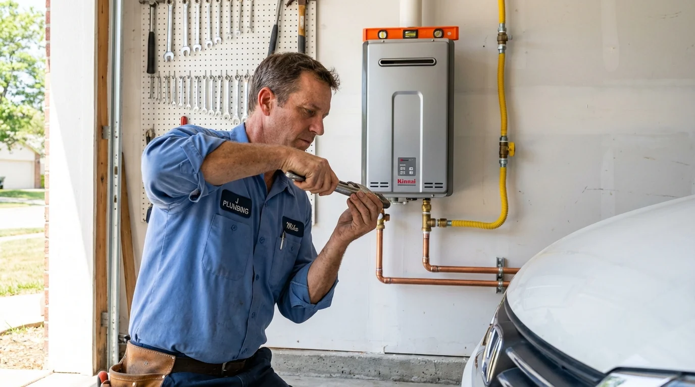 Tankless water heater installation by a Johns Plumbing LLC plumber in Merkel